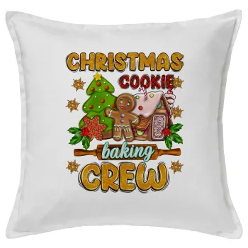 Christmas Cookie Baking Crew, Μαξιλάρι καναπέ ΛΕΥΚΟ 100% βαμβάκι, περιέχεται το γέμισμα (50x50cm)