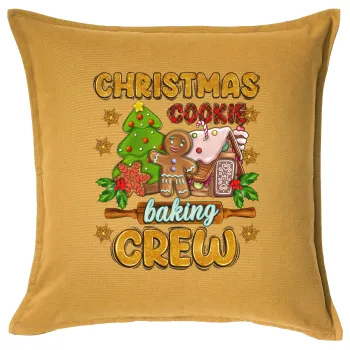 Christmas Cookie Baking Crew, Μαξιλάρι καναπέ Κίτρινο 100% βαμβάκι, περιέχεται το γέμισμα (50x50cm)