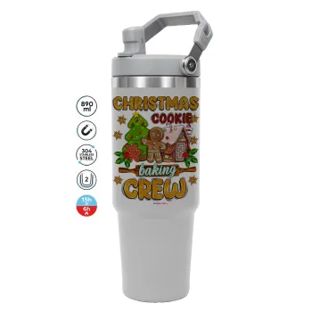 Christmas Cookie Baking Crew, ΓΚΡΙ χρώματος Θερμός Ανοξείδωτο 890ml (30oz) με χερούλι