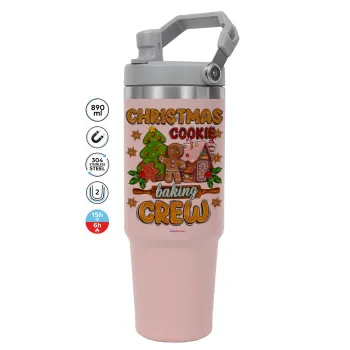 Christmas Cookie Baking Crew, ΡΟΖ χρώματος Θερμός Ανοξείδωτο 890ml (30oz) με χερούλι