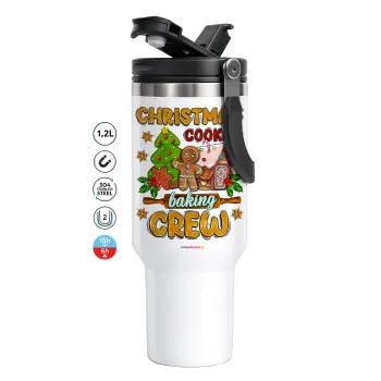 Christmas Cookie Baking Crew, Mega Tumbler με καπάκι, διπλού τοιχώματος (θερμό) 1,2L