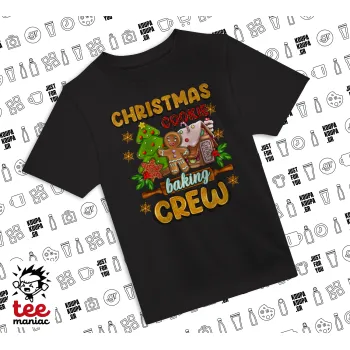 Christmas Cookie Baking Crew, Άνετο παιδικό T-Shirt ΜΑΥΡΟ από 100% βαμβάκι, για κάθε μέρα. Vegan & OEKO-TEX πιστοποιημένο.