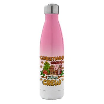 Christmas Cookie Baking Crew, Μεταλλικό παγούρι θερμός Ροζ/Λευκό (Stainless steel), διπλού τοιχώματος, 500ml