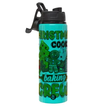 Christmas Cookie Baking Crew, Μεταλλικό παγούρι νερού με καπάκι ασφαλείας, αλουμινίου 850ml