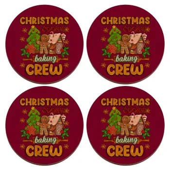 Christmas Cookie Baking Crew, ΣΕΤ x4 Σουβέρ ξύλινα στρογγυλά plywood (9cm)
