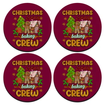 Christmas Cookie Baking Crew, SET of 4 round wooden coasters (9cm)