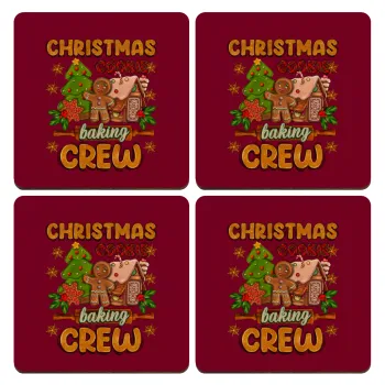 Christmas Cookie Baking Crew, ΣΕΤ x4 Σουβέρ ξύλινα τετράγωνα plywood (9cm)