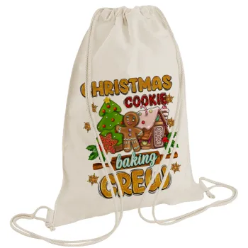 Christmas Cookie Baking Crew, Τσάντα πλάτης πουγκί GYMBAG natural (28x40cm)