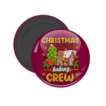 Christmas Cookie Baking Crew, Μαγνητάκι ψυγείου στρογγυλό διάστασης 5cm