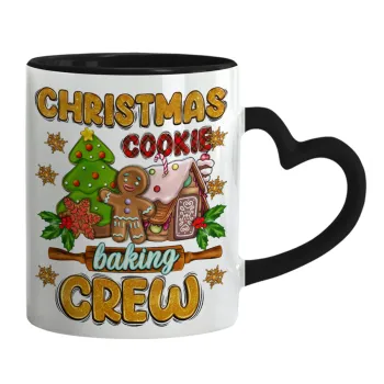 Christmas Cookie Baking Crew, Mug heart black handle, ceramic, 330ml