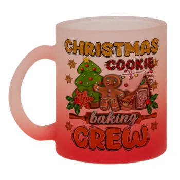 Christmas Cookie Baking Crew, Κούπα γυάλινη δίχρωμη με βάση το κόκκινο ματ, 330ml