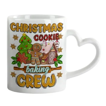 Christmas Cookie Baking Crew, Κούπα καρδιά χερούλι λευκή, κεραμική, 330ml