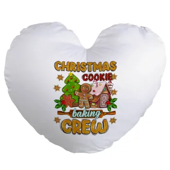 Christmas Cookie Baking Crew, Μαξιλάρι καναπέ καρδιά 40x40cm περιέχεται το  γέμισμα