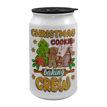 Christmas Cookie Baking Crew, Κούπα ταξιδιού μεταλλική με καπάκι (tin-can) 500ml