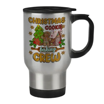 Christmas Cookie Baking Crew, Stainless steel travel mug with lid, double wall 450ml