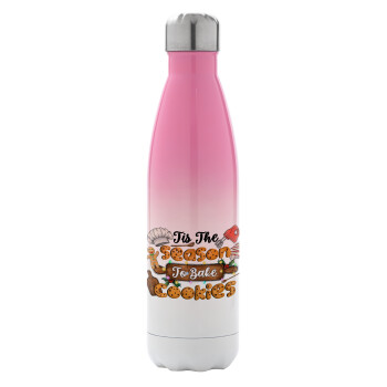 Tis The Season To Bake Cookies, Metal mug thermos Pink/White (Stainless steel), double wall, 500ml