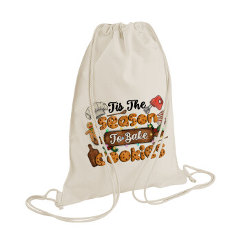 Tis The Season To Bake Cookies, Τσάντα πλάτης πουγκί GYMBAG natural (28x40cm)