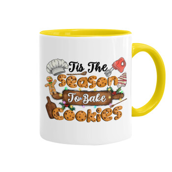 Tis The Season To Bake Cookies, Mug colored yellow, ceramic, 330ml