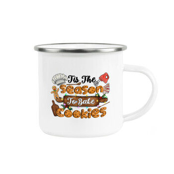 Tis The Season To Bake Cookies, Metallic enamel cup white 360ml