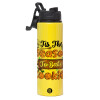 Metallic water bottle with safety lid, 850ml aluminum