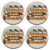 SET of 4 round wooden coasters (9cm)