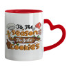 Mug heart red handle, ceramic, 330ml