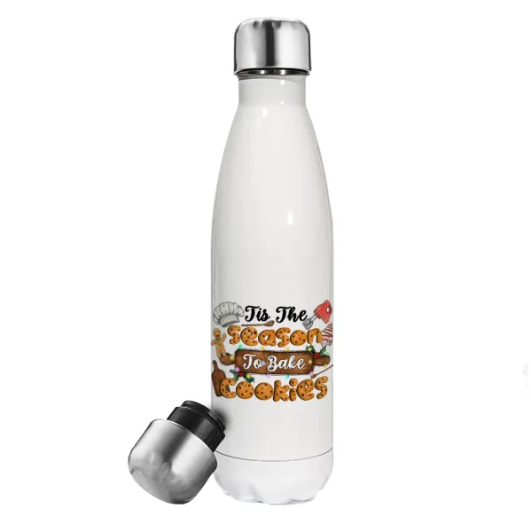 Tis The Season To Bake Cookies — Μεταλλικό παγούρι θερμός Λευκό (Stainless steel), διπλού τοιχώματος, 500ml