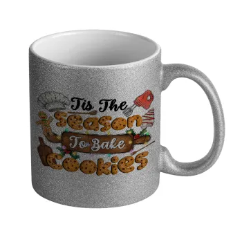 Tis The Season To Bake Cookies, Κούπα Ασημένια Glitter που γυαλίζει, κεραμική, 330ml