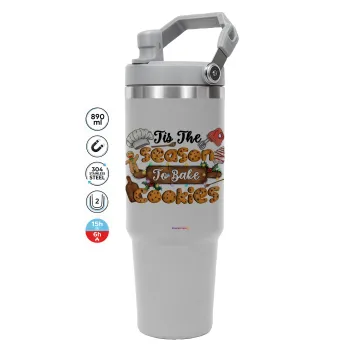 Tis The Season To Bake Cookies, ΓΚΡΙ χρώματος Θερμός Ανοξείδωτο 890ml (30oz) με χερούλι