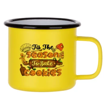 Tis The Season To Bake Cookies, Metallic enamel MATT Yellow cup 360ml