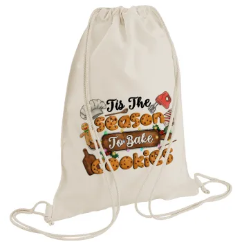 Tis The Season To Bake Cookies, Τσάντα πλάτης πουγκί GYMBAG natural (28x40cm)