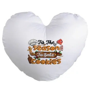 Tis The Season To Bake Cookies, Μαξιλάρι καναπέ καρδιά 40x40cm περιέχεται το  γέμισμα