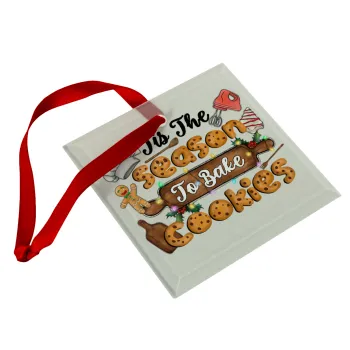 Tis The Season To Bake Cookies, Στολίδι Χριστουγεννιάτικο στολίδι γυάλινο τετράγωνο 9x9cm