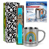 Easter Set, metallic thermal cup (300ml) & aromatic flat Easter candle (30cm) (TURQUOISE)