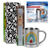 Easter Set, metallic thermal cup (300ml) & Easter aromatic flat candle (30cm) (GRAY)