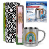 Easter Set, metallic thermal cup (300ml) & aromatic flat Easter candle (30cm) (PINK)