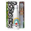 Easter Set, metallic stainless thermos bottle (500ml) & scented flat Easter candle (30cm) (GRAY)