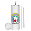 Tumbler stainless steel 600ml, with metal straw & cleaning brush