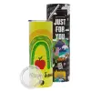Neon Yellow Travel Tumbler θερμό, μεταλλικό καλαμάκι(Ανωξείδωτο 304 Food grade, BPA free, 600ml)