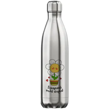 Ευχαριστώ πολύ κυρία!!!, Μεταλλικό παγούρι θερμός Inox (Stainless steel), διπλού τοιχώματος, 750ml