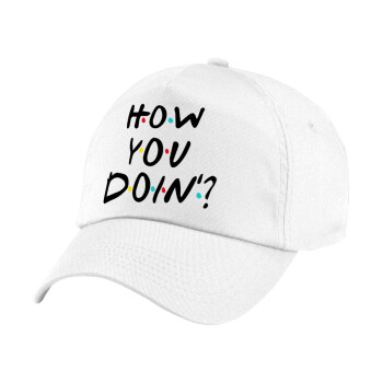 Friends How You Doin'?, Πεντάφυλλο καπέλο Λευκό, 100% Βαμβακερό (Twill), με ρύθμιση, unisex
