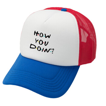 Friends How You Doin'?, Καπέλο Ενηλίκων Soft Trucker με Δίχτυ Red/Blue/White (POLYESTER, ΕΝΗΛΙΚΩΝ, UNISEX, ONE SIZE)