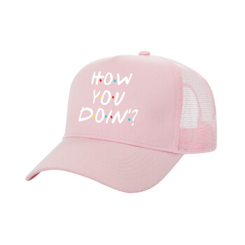Friends How You Doin'?, Structured Trucker Children's Hat, with Mesh, PINK (100% COTTON, CHILDREN'S, UNISEX, ONE SIZE)