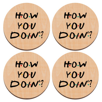 Friends How You Doin'?, ΣΕΤ x4 Σουβέρ ξύλινα στρογγυλά plywood (9cm)
