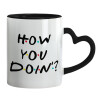 Mug heart black handle, ceramic, 330ml