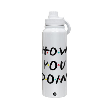 Friends How You Doin'?, 1L Stainless Steel Thermal Bottle with Phone Holder & Double Wall Insulation