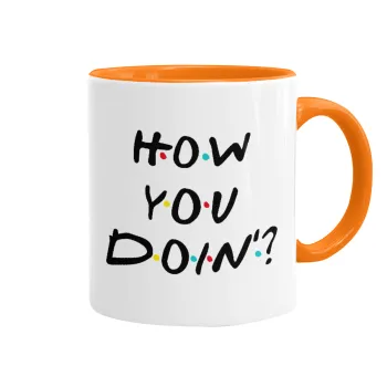 Friends How You Doin'?, Κούπα χρωματιστή πορτοκαλί, κεραμική, 330ml