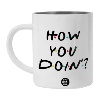 Friends How You Doin'?, BIG Mug Stainless steel double wall (450ml, White)