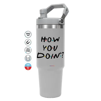 Friends How You Doin'?, ΓΚΡΙ χρώματος Θερμός Ανοξείδωτο 890ml (30oz) με χερούλι