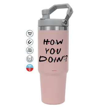 Friends How You Doin'?, ΡΟΖ χρώματος Θερμός Ανοξείδωτο 890ml (30oz) με χερούλι